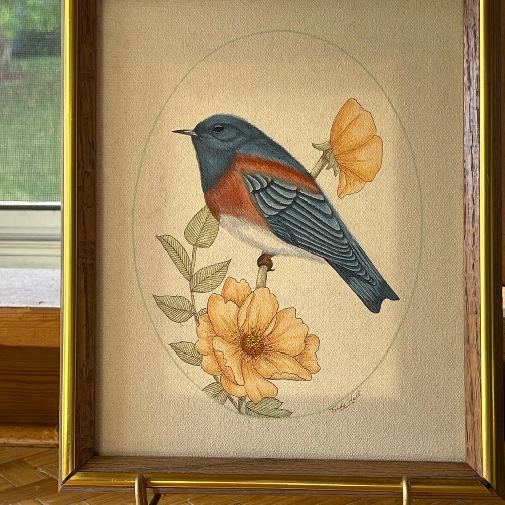 Bluebird painting framed stretched canvas - Picture 12 of 12